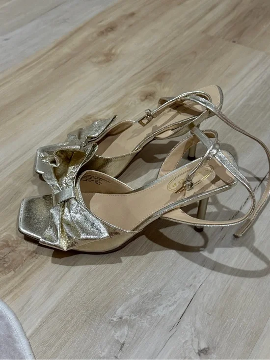 Gold Bow Slingback Heels for Women