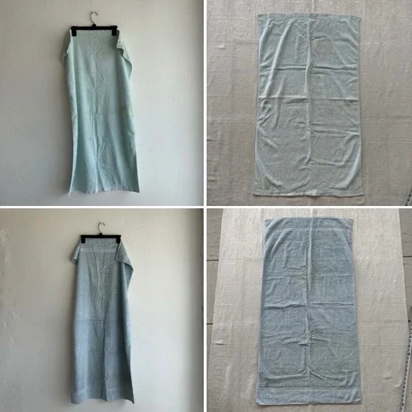 2pc Vintage Blue Bath Towels USA Cotton‎ Stevens Utica Spa Hotel Retro Set