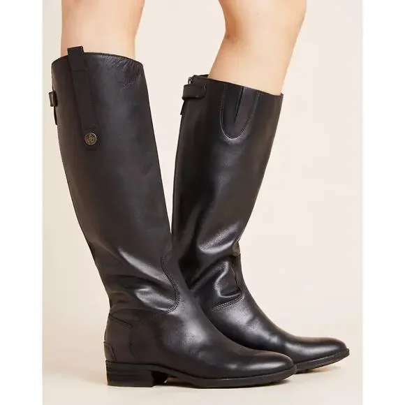 Sam Edelman Black Leather Over-the-Knee Riding Boots
