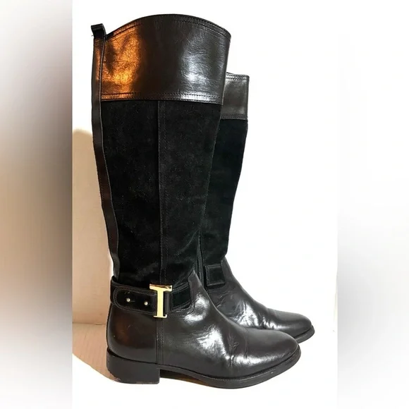 Tory Burch vintage Elegant Black Leather/ suede Riding Boots