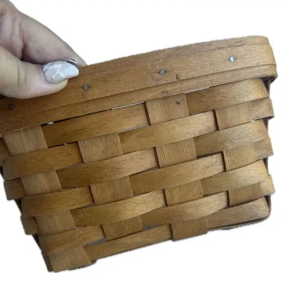Vintage 1995 Longaberger Handwoven Square Basket Handle Plastic Protector