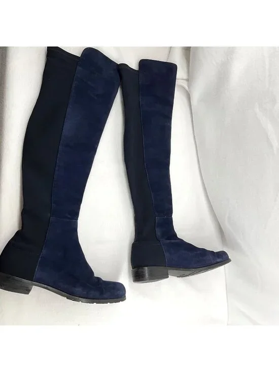 Stuart Weitzman 5050 Over the knee suede navy blue boots SZ6m