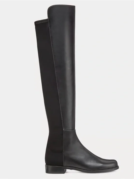 Stuart Weitzman 5050 Black Leather Over The Knee Stretch Boots Size 7 W