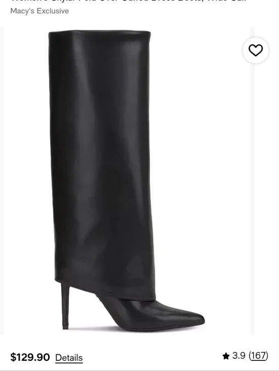 Black Knee-High Pointed-Toe Stiletto Boots Wide Calf