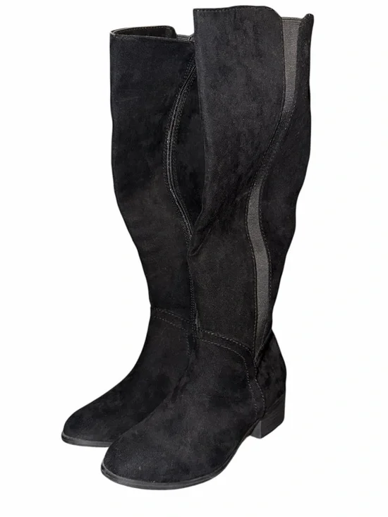Women's Black Suede Knee-High Boots