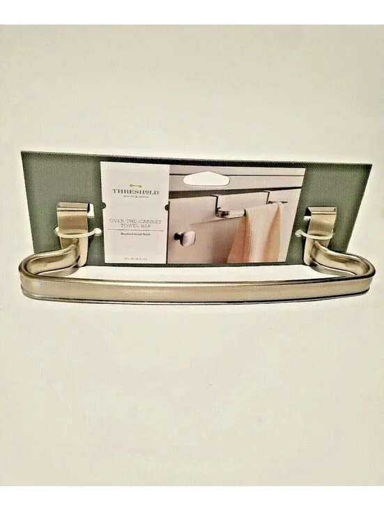 Threshold Over The Cabinet Towel Bar Hold Hang Bathroom Kitchen Brushed Nickel