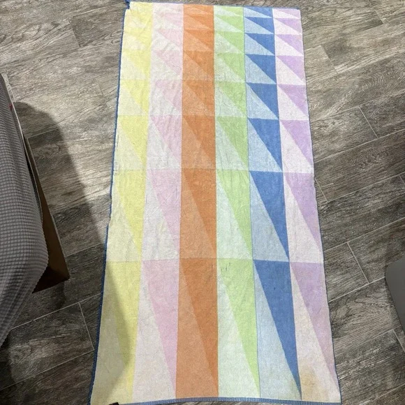 Vtg 80s SEADRIFT Multicolor Stripe Beach Towel Summer Ocean Pool Made In Brazil