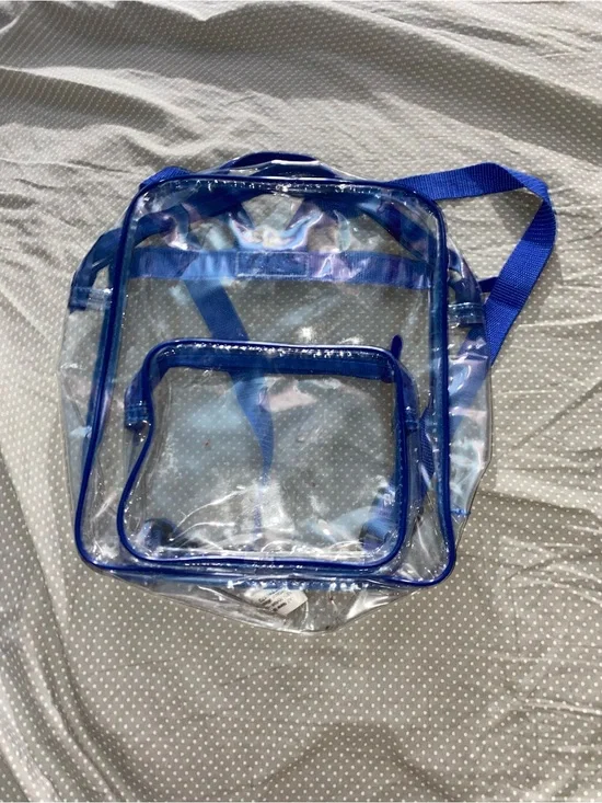 Clear Blue PVC Backpack - Transparent Storage Bag