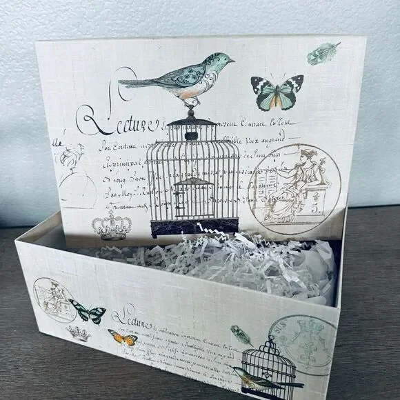 Birdcage Bird Print Storage Gift Box