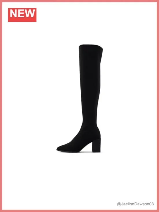 ALDO Joann Over the Knee Boots Textile Block Heel Pointed Toe Slip-On