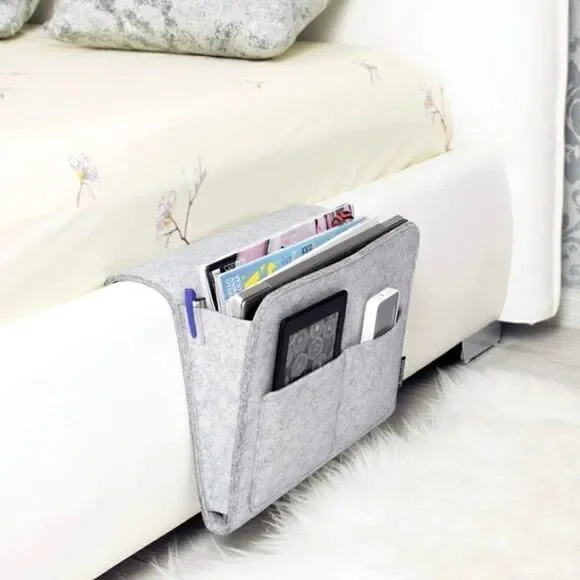 Bedside Caddy Organizer Grey Felt Large New