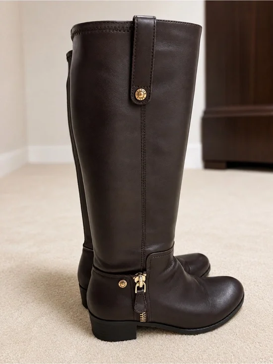 GUESS dark-brown knee-high riding boots - Dark Brown 7M