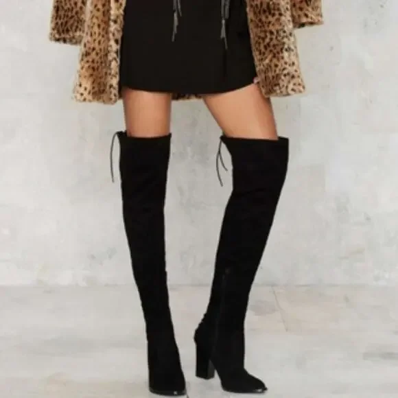 Marc Fisher LTD Okun Over The Knee Thigh Black Suede Boots Size‎ 6.5