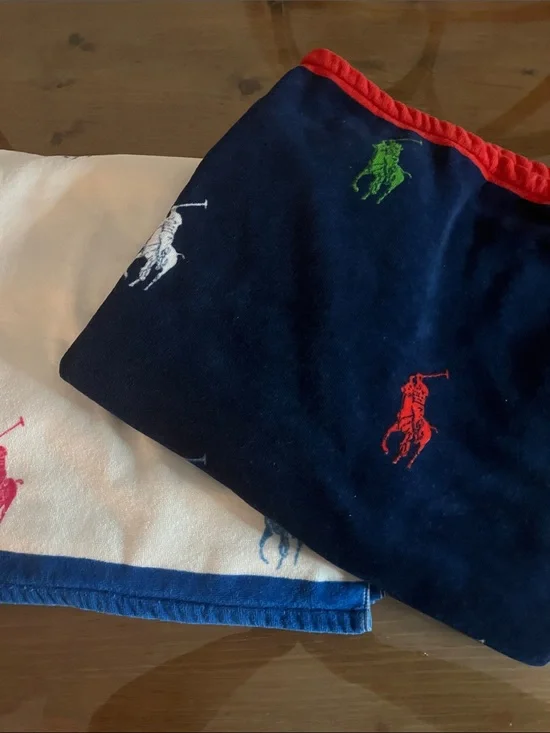 Polo Ralph Lauren Large Beach Towel Navy/White Multicolored Soft 62”x 34” approx