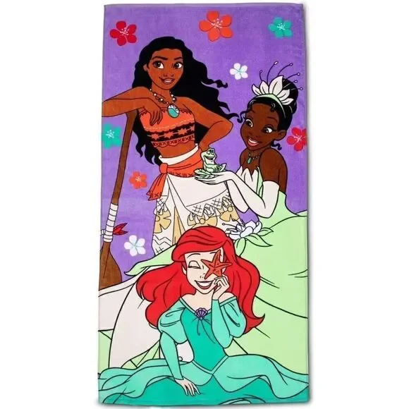Disney Princess Flowers Beach Towel measures 28 x 58 inches