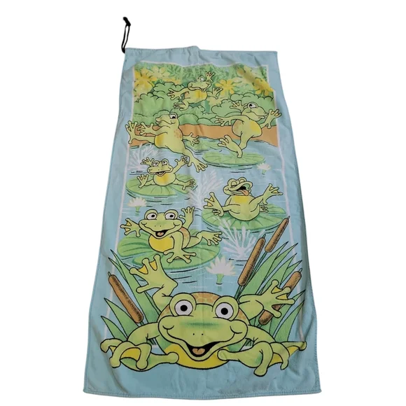 Vintage Hilasal Happy Frog Beach Bag Towel Tropical Vacation Cruise Size 28x52‎
