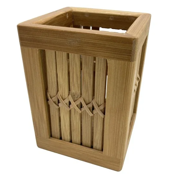 Vtg Bamboo Rattan MCM‎ Planter Desk Organizer 4.5
