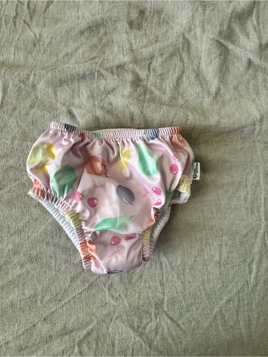 Pastel Pink Fruit-Print Swim Diaper Cover