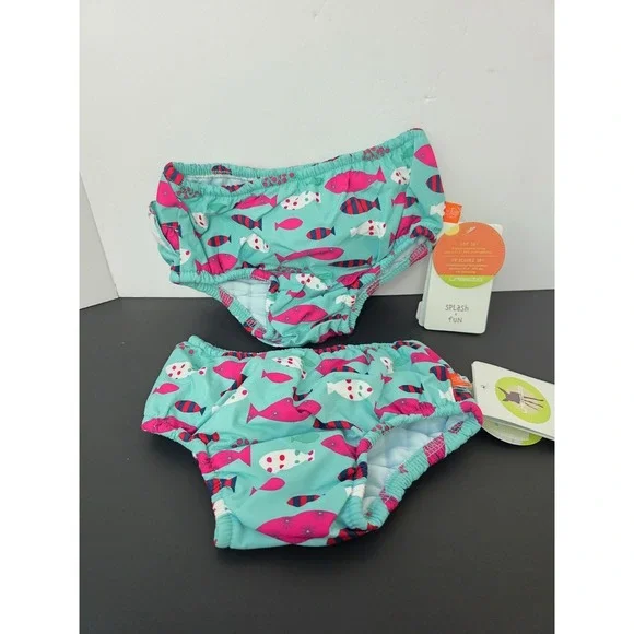 Lassig Splash & Swim Diaper girls 24 months‎ fish pattern x2 NWT