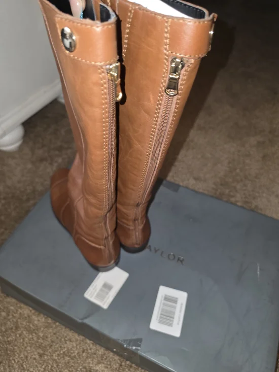 Ann Taylor Women's Tall Zip-Back Riding Boots in Cognac Brown Sz 9