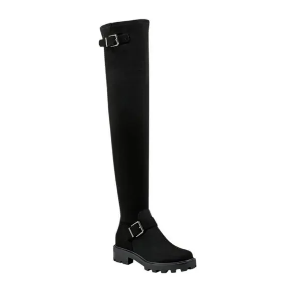 Marc Fisher Ganven Lug Sole OTK Black Suede Boots – Sz 9.5M