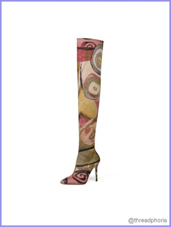 Stretchy Thigh High Stiletto Heeled Boots Pointed Toe Over Knee Zip