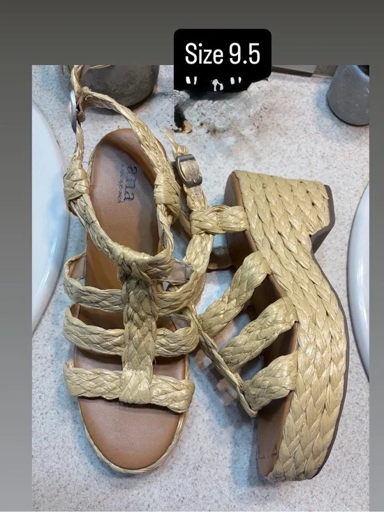 ANA Natural Tan Braided Platform Sandals