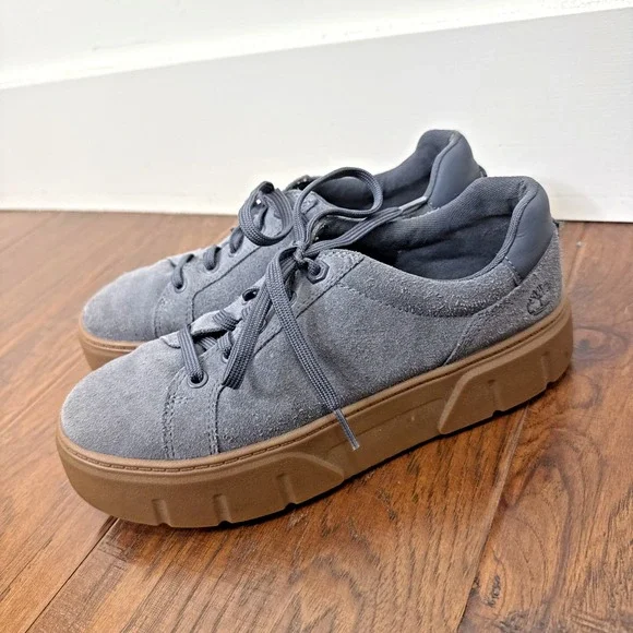 Timberland Platform Laurel Court Suede Lace-Up Sneakers Chunky Blue Women's 7.5
