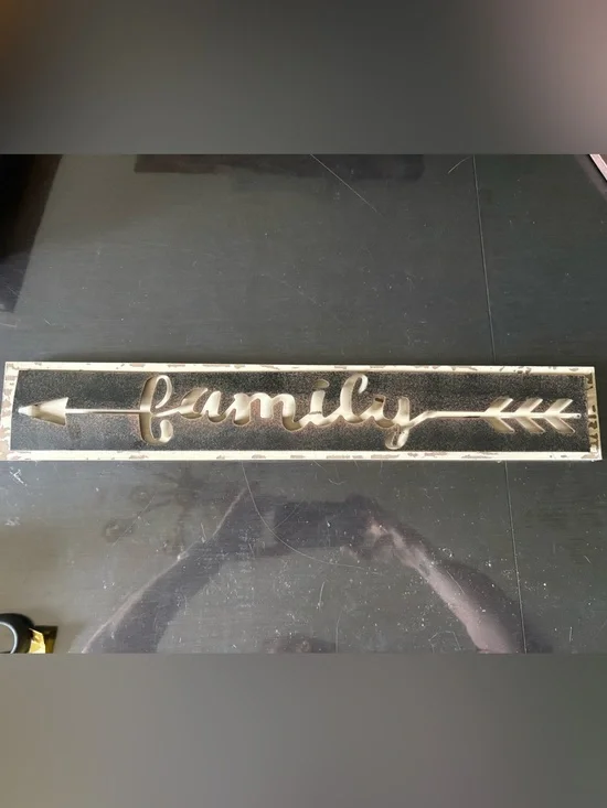 Family Arrow Wall Plaque in Black and Cream - Rustic Script Accent
