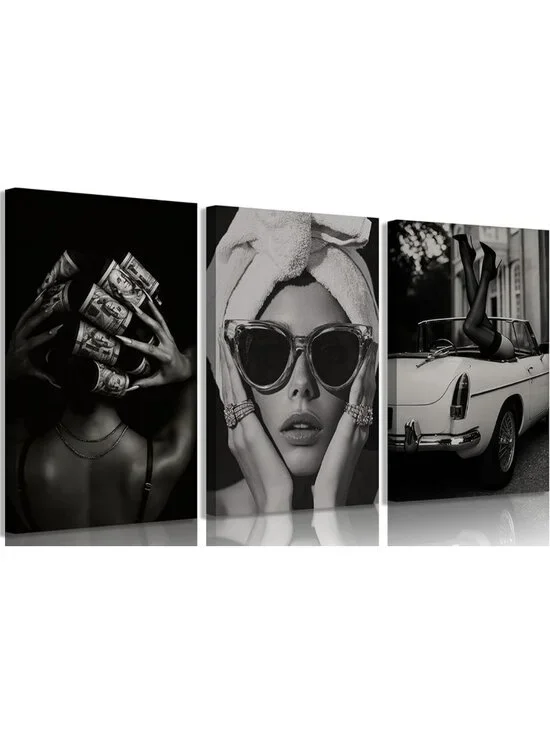 Stylish Black & White Canvas Wall Art | Modern Luxury Posters for Home Decor