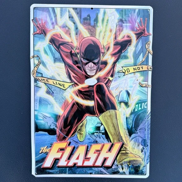The Flash Wall Decor Tin Sign, Iridescent, Holographic, DC‎ Comics Poster