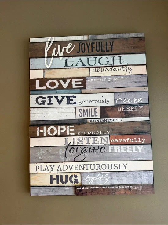 Inspirational 'Live Laugh Love' Wall Art Sign - Multi-Color