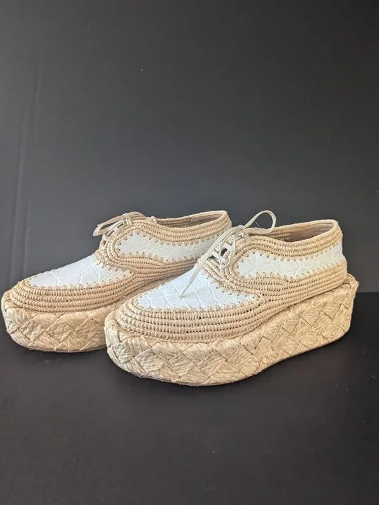 Clergerie Woven Platform Oxfords, Size 36
