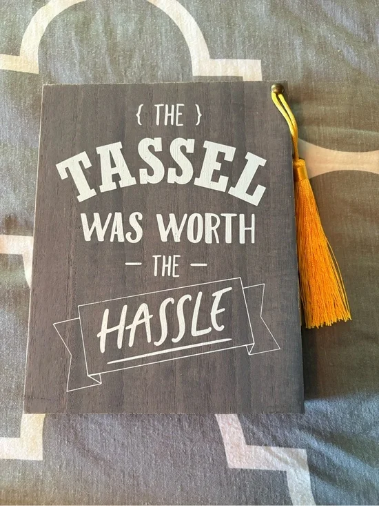 Graduation Tassel Sign - Yellow Tassel Home Office Plaque