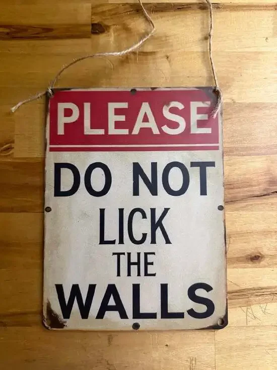 Please Do Not Lick the Wall Poster, Funny, Retro , Wall Art, Retro Design