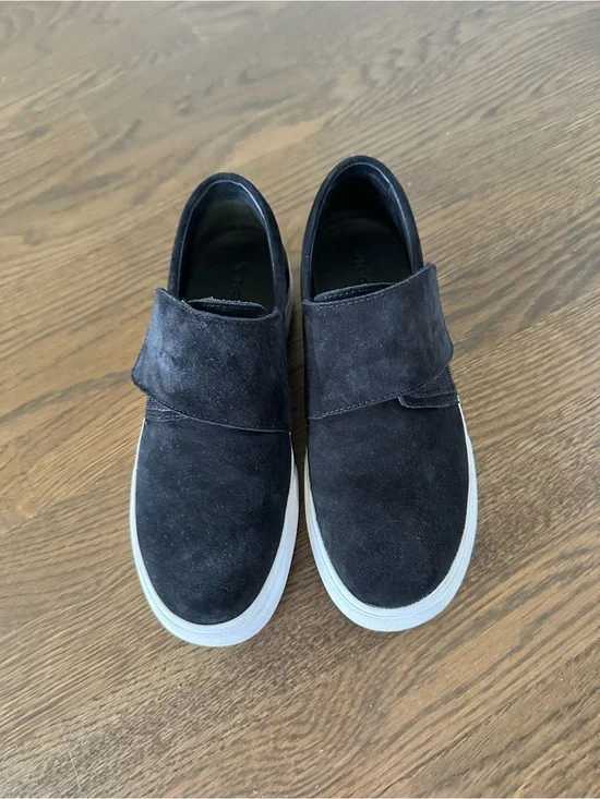 Vince Black Suede Platform Slip-On Sneakers