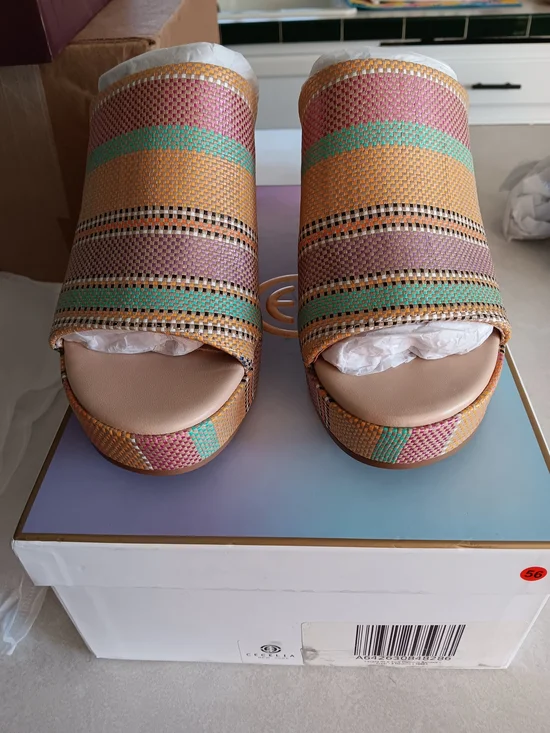 Cecelia Women’s Multicolor Woven Platform Slide Sandals Size 9
