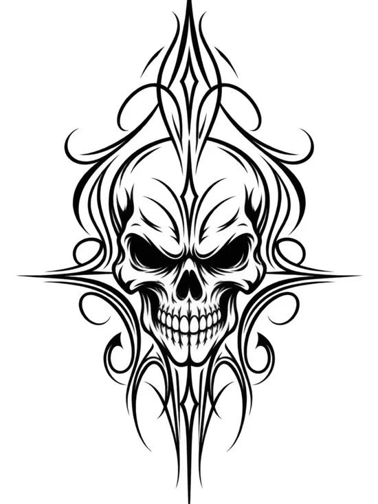 Black Skull Ornamental Wall Art - Gothic Home Wall Decor