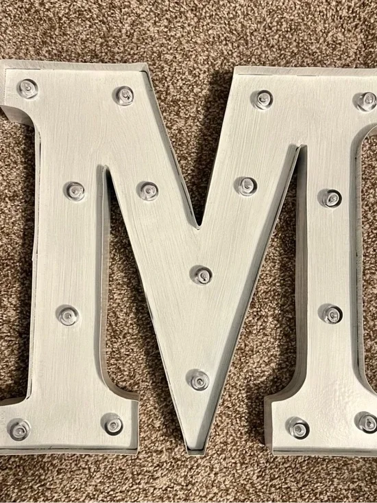 White Marquee Letter Wall Decor - Large Letter M