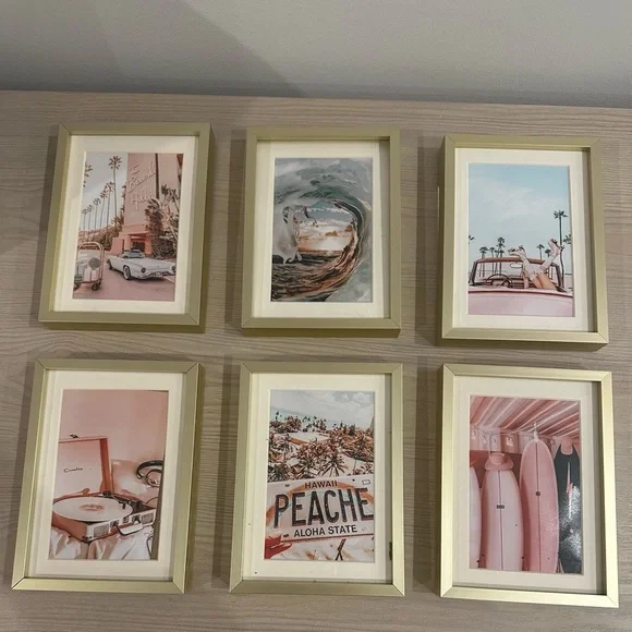 Six 5x7 framed photos