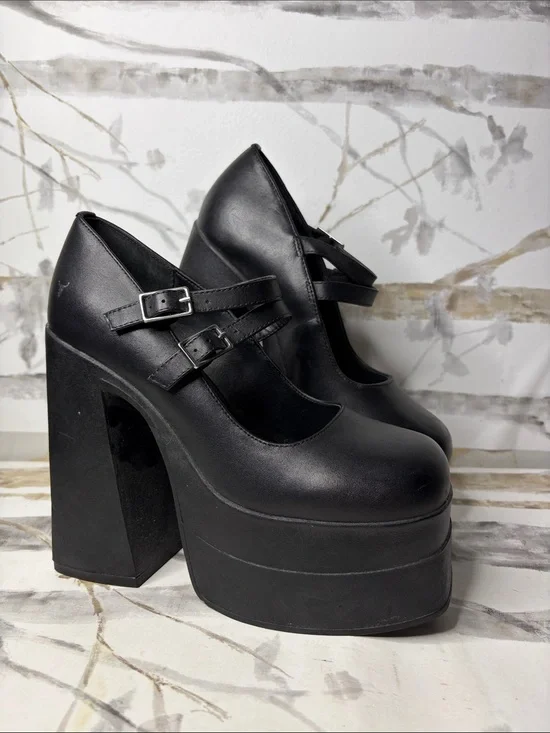 Windsor Smith Amour Black Platform Mary Jane Heels - Women