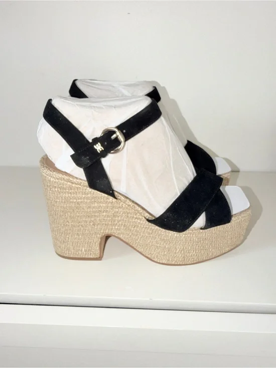Sam Edelman Trianna Black Suede‎ Crisscross Platform Sandals. Sz 9.5
