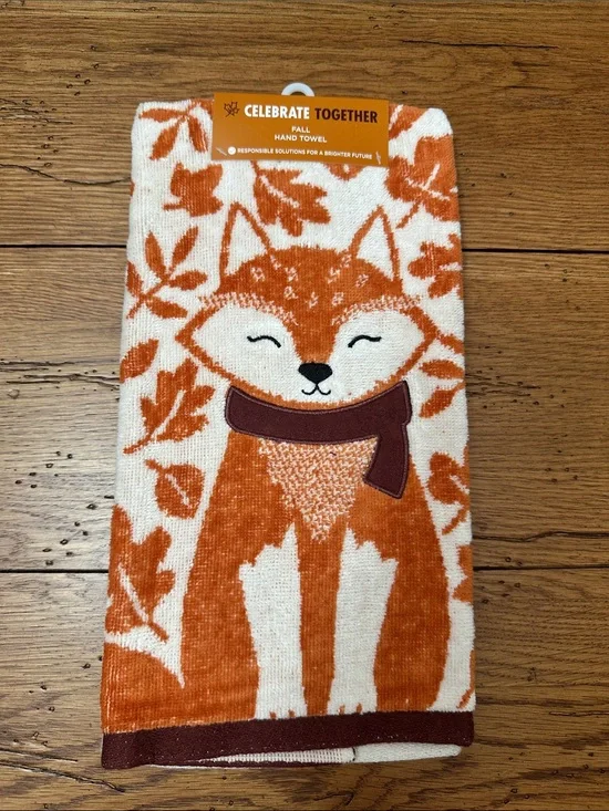 Celebrate Together Fall Fox Hand Towel - Orange