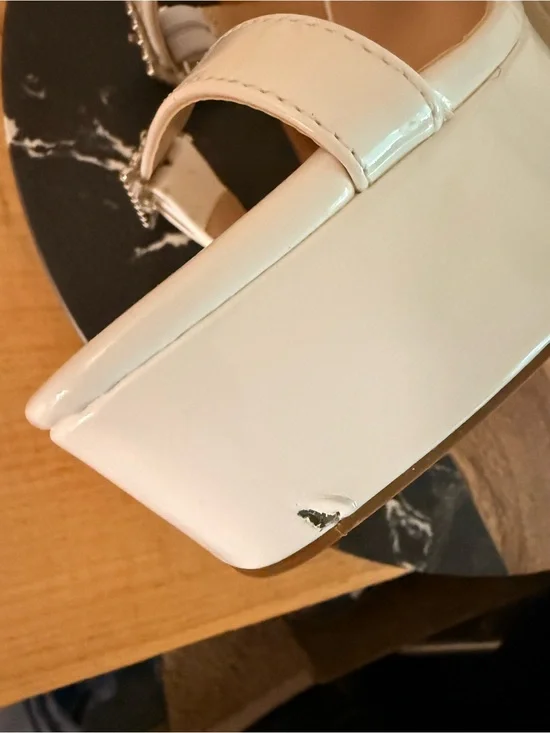 White Women’s Shoulder Bag - Minimal Patent Leather Design
