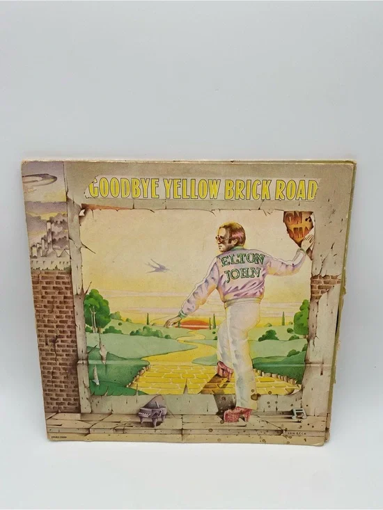 Elton John 'Goodbye Yellow Brick Road' Wall Art Print - Yellow, Green, Cream