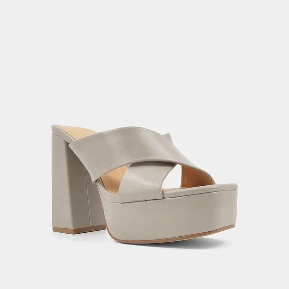 ShuShop Platform Mule Sandals in Light Taupe