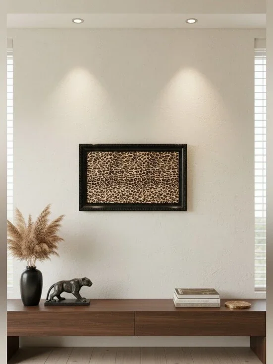 Leopard Print Wall Art in Brown and Black - Unbranded Framed Print - 20x12.5