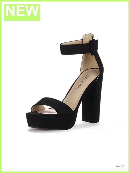 Platform High Heel Sandals with Ankle Strap Faux Suede