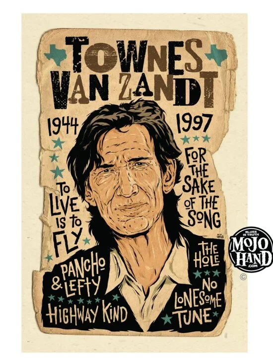 Townes Van Zandt tribute art print -12