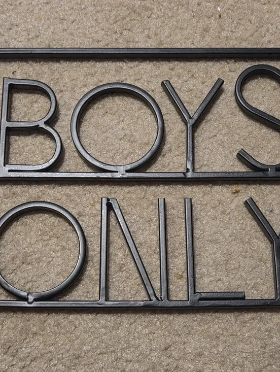 Metal 'Boys Only' Wall Sign - Black